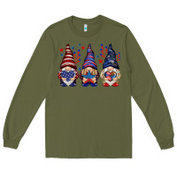 Army Green 4th Of July gnomies with stars Long Sleeve Tee - HowdyJamesFarm