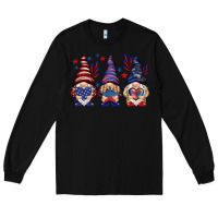 Black 4th Of July gnomies with stars Long Sleeve Tee - HowdyJamesFarm