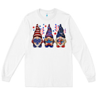 White 4th Of July gnomies with stars Long Sleeve Tee - HowdyJamesFarm
