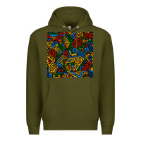 Army Green african geometric seamless pattern Premium Hoodie - BundleAndBundleShop