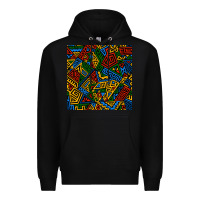 Black african geometric seamless pattern Premium Hoodie - BundleAndBundleShop