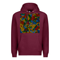 Burgundy african geometric seamless pattern Premium Hoodie - BundleAndBundleShop