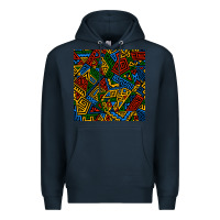 Navy african geometric seamless pattern Premium Hoodie - BundleAndBundleShop