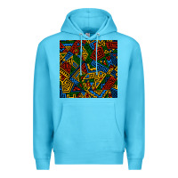 Ocean Blue african geometric seamless pattern Premium Hoodie - BundleAndBundleShop