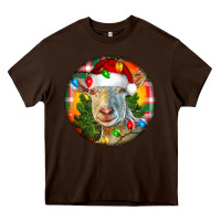 Chocolate Brown Saanen Goat Christmas Heavy Core Tee - LillyAllenDesigns