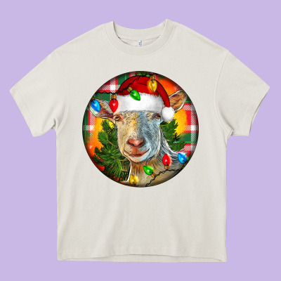 Saanen Goat Christmas Heavy Core Tee Designed By Lillyallendesigns