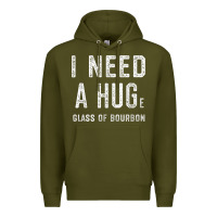 Army Green I Need a HUGe Glass of Bourbon T Shirt Bourbon Gifts for Him Premium Hoodie - minhPixels