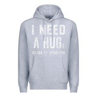 Heather Grey I Need a HUGe Glass of Bourbon T Shirt Bourbon Gifts for Him Premium Hoodie - minhPixels