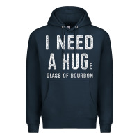 Navy I Need a HUGe Glass of Bourbon T Shirt Bourbon Gifts for Him Premium Hoodie - minhPixels