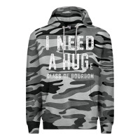 Slate Camo I Need a HUGe Glass of Bourbon T Shirt Bourbon Gifts for Him Premium Hoodie - minhPixels