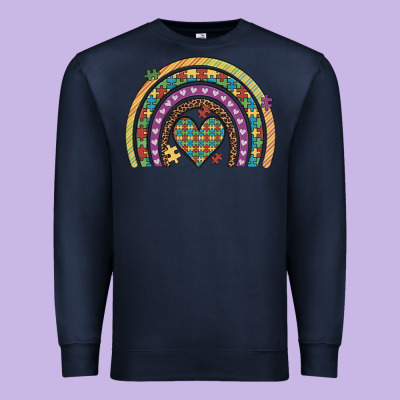 Autism Awareness Heart Leopard Rainbow Premium Sweatshirt Designed By Artiststas