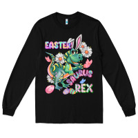 Black Easter Saurus Rex Easter Day Long Sleeve Tee - CowGirlArtShop