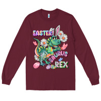 Burgundy Easter Saurus Rex Easter Day Long Sleeve Tee - CowGirlArtShop