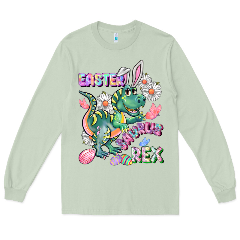 Easter Saurus Rex Easter Day Long Sleeve Tee by CowGirlArtShop | Teevron
