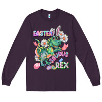 Plum Easter Saurus Rex Easter Day Long Sleeve Tee - CowGirlArtShop