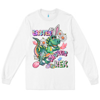 White Easter Saurus Rex Easter Day Long Sleeve Tee - CowGirlArtShop