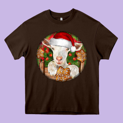 Baby Cashmere Goat Christmas Heavy Core Tee Designed By Lillyallendesigns