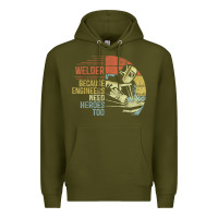 Army Green Mens Welder Because Engineers Need Heroes Too Gifts Funny Welding Premium Hoodie - minhPixels