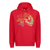Red Mens Welder Because Engineers Need Heroes Too Gifts Funny Welding Premium Hoodie - minhPixels