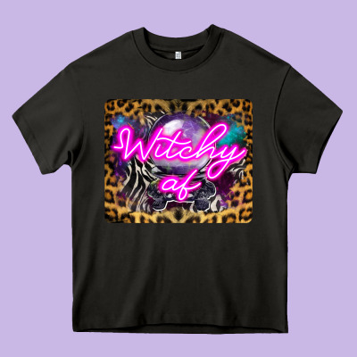 Witchy Af Crystal Ball Heavy Core Tee Designed By Lillyallendesigns