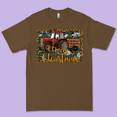 Merry Christmas Farm Tractor Premium Tee Designed By Ranaportraitstore