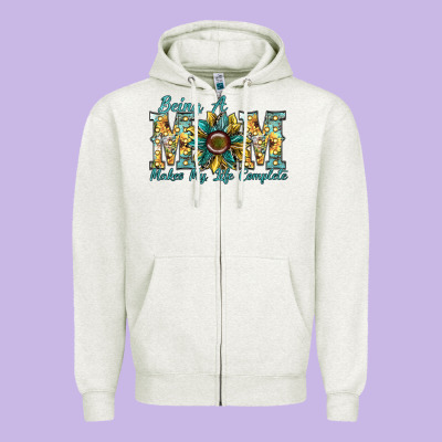 Being A Mom Makes My Life Complete Zipper Hoodie Designed By Sublimationcraftshop