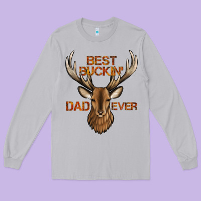 Best Buckin' Dad Ever Deer Long Sleeve Tee Designed By Jasminsmagicworld