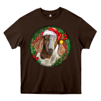 Chocolate Brown Boer Goat Christmas Heavy Core Tee - LillyAllenDesigns