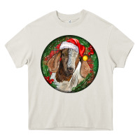 Cream Boer Goat Christmas Heavy Core Tee - LillyAllenDesigns