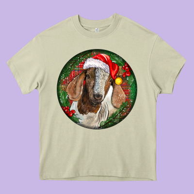 Boer Goat Christmas Heavy Core Tee Designed By Lillyallendesigns