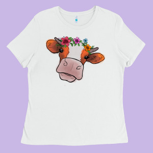 Cow With Flowers Ladies Tee Designed By Bettercallsaul