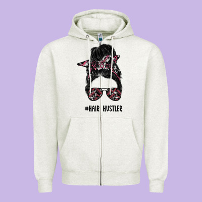 Hair Hustler Zipper Hoodie Designed By Sublimationcraftshop