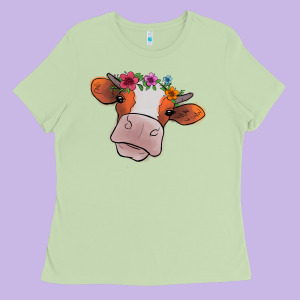 Cow With Flowers Ladies Tee Designed By Bettercallsaul