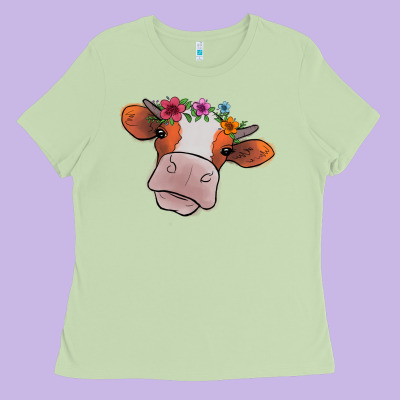 Cow With Flowers Ladies Tee Designed By Bettercallsaul