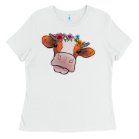 White Cow With Flowers Ladies Tee - Bettercallsaul