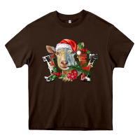 Chocolate Brown Joy Christmas Goat Heavy Core Tee - LillyAllenDesigns