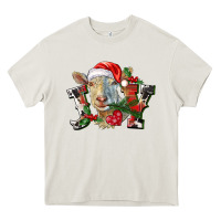 Cream Joy Christmas Goat Heavy Core Tee - LillyAllenDesigns