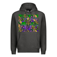 Charcoal Heather Mardi Gras Fleur De Lis Premium Hoodie - RanaPortraitStore