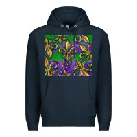 Navy Mardi Gras Fleur De Lis Premium Hoodie - RanaPortraitStore