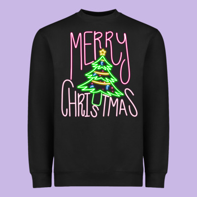 Merry Neon Christmas Heavyweight Sweatshirt Designed By Cowhidedigitalart