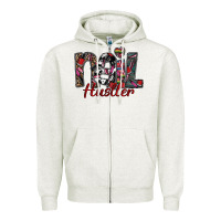 Oatmeal Heather nail hustler Zipper Hoodie - SublimationCraftShop