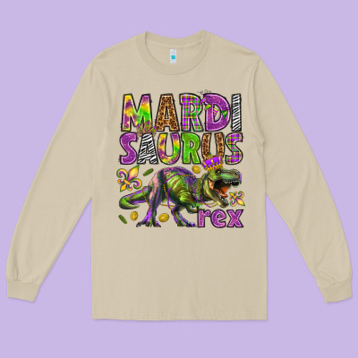 Mardi Saurus Rex Long Sleeve Tee Designed By Howdyjamesfarm