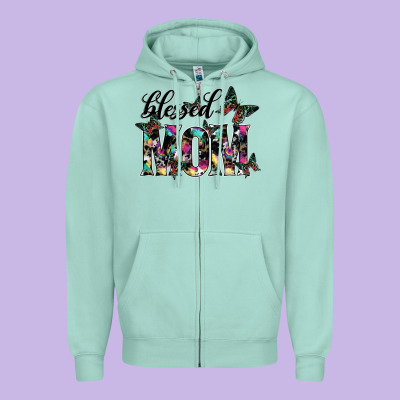 Blessed Mom Zipper Hoodie Designed By Sublimationcraftshop