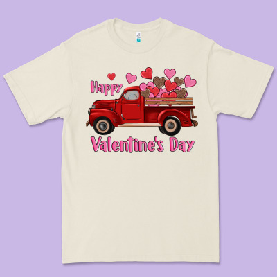 Happy Valentine's Day Truck Hearts Premium Tee Designed By Ranaportraitstore