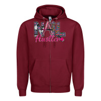 Burgundy Nail hustler Zipper Hoodie - SublimationCraftShop