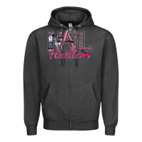 Charcoal Heather Nail hustler Zipper Hoodie - SublimationCraftShop