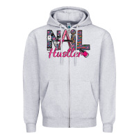 Heather Grey Nail hustler Zipper Hoodie - SublimationCraftShop
