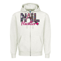 Oatmeal Heather Nail hustler Zipper Hoodie - SublimationCraftShop