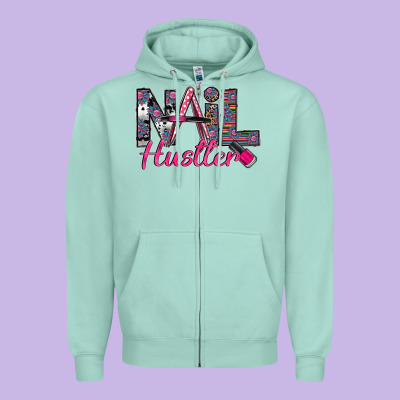 Nail Hustler Zipper Hoodie Designed By Sublimationcraftshop