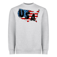 Heather Grey Usa Heavyweight Sweatshirt - CowhideDigitalArt